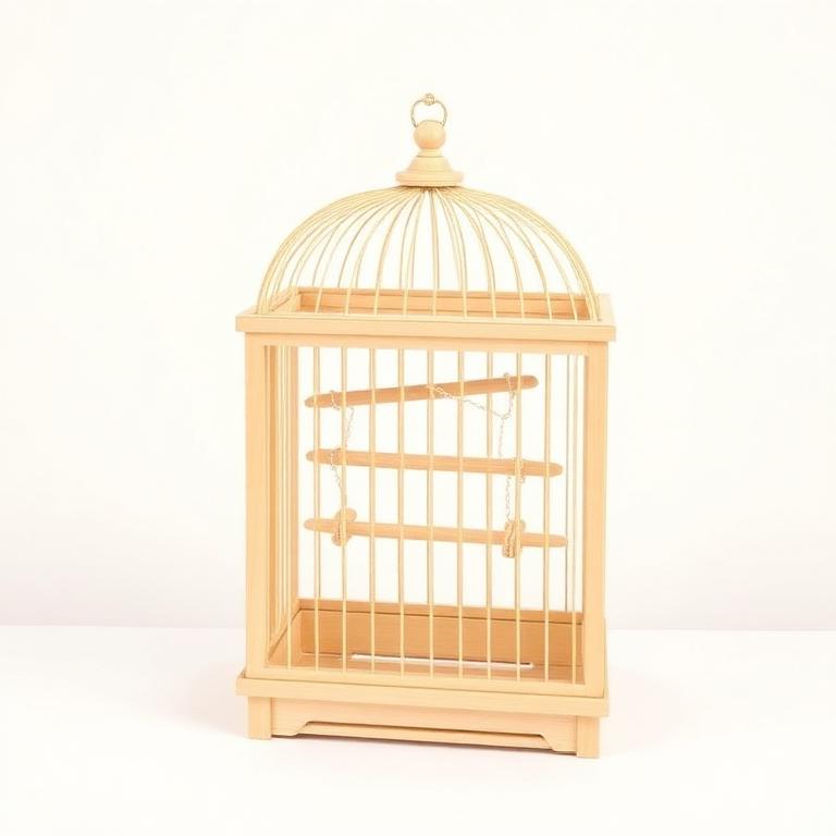 Cage à oiseau bois et métal vintage