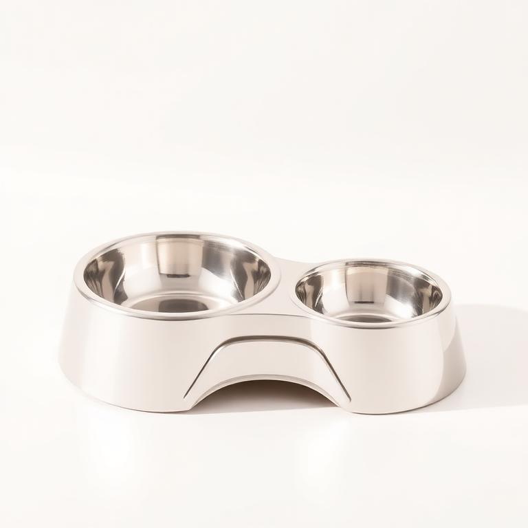 Double gamelle inox sur support