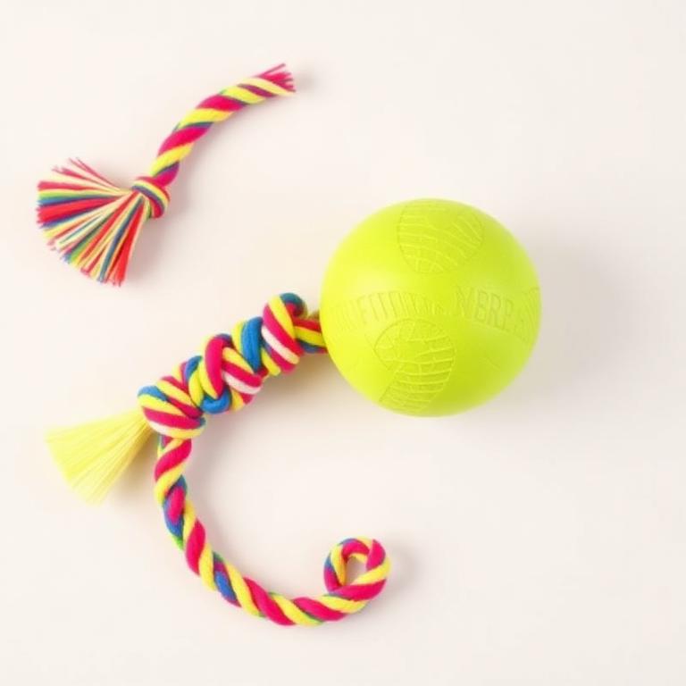 Lot jouets corde + balle caoutchouc