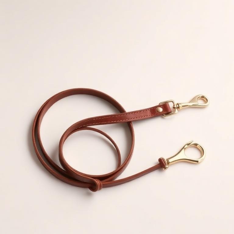 Laisse en cuir véritable + mousqueton laiton